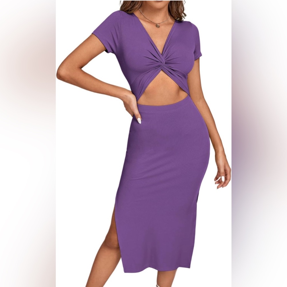 Lyaner Ribbed Cutout Midi Dress